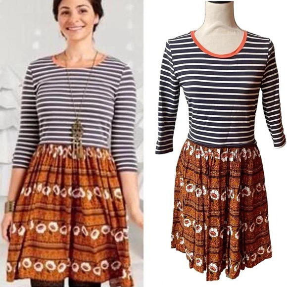 Matilda Jane Winsome Floral Striped Dress – Size Small - Picture 1 of 16